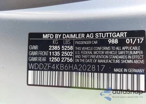 2017 Mercedes-Benz E 300 4Matic z USA, uszkodzony, nr VIN WDDZF4KB6HA202817